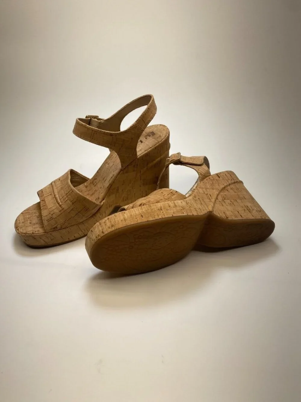 Korks Womens Bardot II Wedge Comfort Natural Cork Sandal Sz  10
